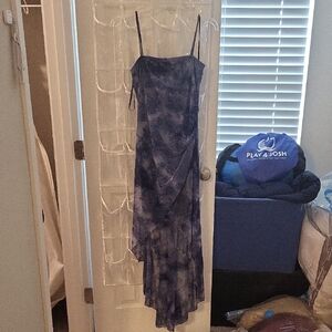 Taboo Purple Black Asymmetrical Ruffled Sundress